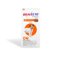 Bravecto 250 mg for Dogs 9.9-22 lbs, 1 Chew (Orange) 